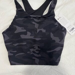 CRZ YOGA Black and Gray Sports Bra with Wide Crossed Straps